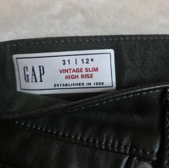 Olive Green Faux Leather Pants - Picture 3 of 3